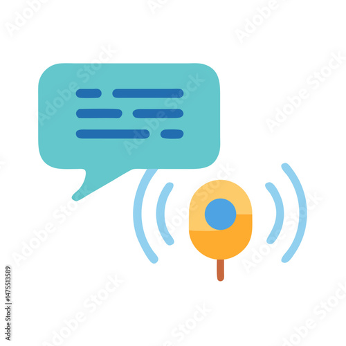 Podcast Communication Bubble, Speaker Icon: Audio and Conversation