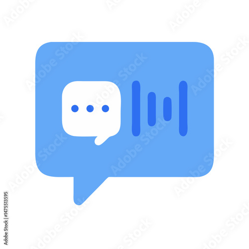 Speech recognition and processing chat bubble icon illustration