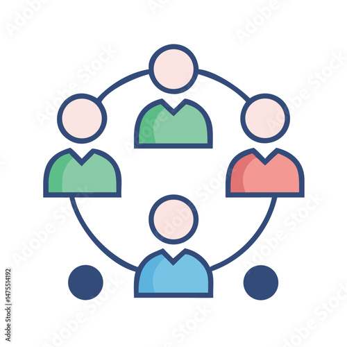 Network Connection Circle With People, Social Network Concept