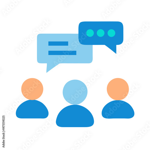 Team Discussion and Collaboration with Speech Bubbles Icon