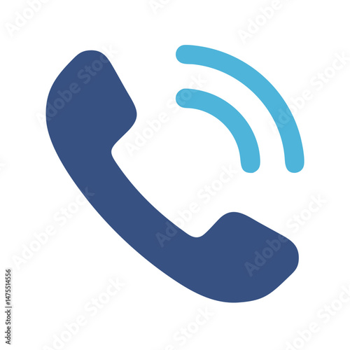 Blue Phone Icon with Light Blue Waves Vector