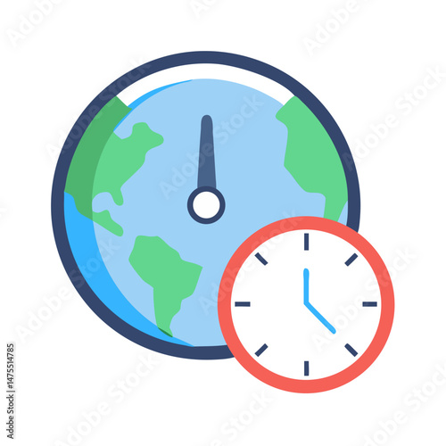 World time clock vector illustration, global hours concept