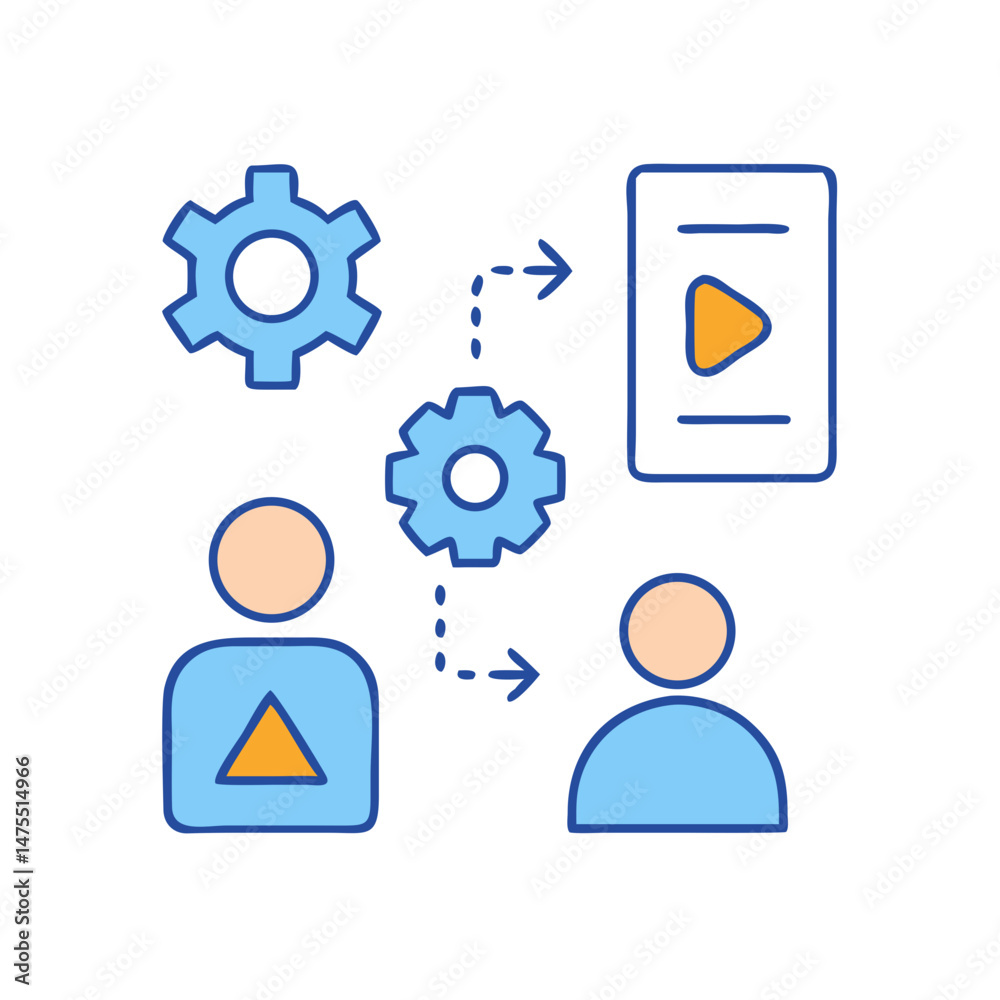 Workflow Icon, people, settings, video, connection, strategy, teamwork Workflow Icon, people, settings, video, connection, strategy, teamwork