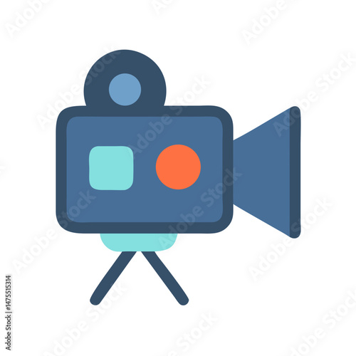Retro video camera icon vector illustration on black
