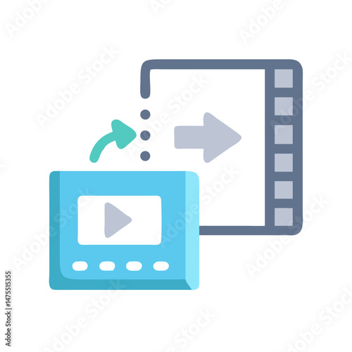 Video conversion icon, media transformation process concept