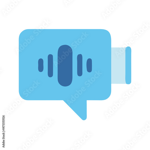 Blue Voice Message Bubble Icon on Black Background