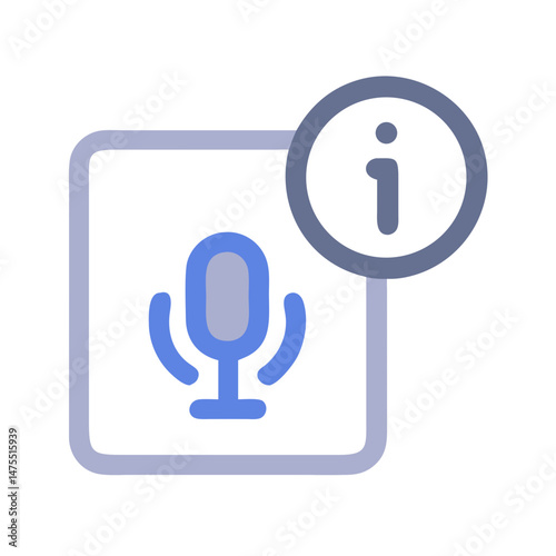 Voice memo information icon with square and circle