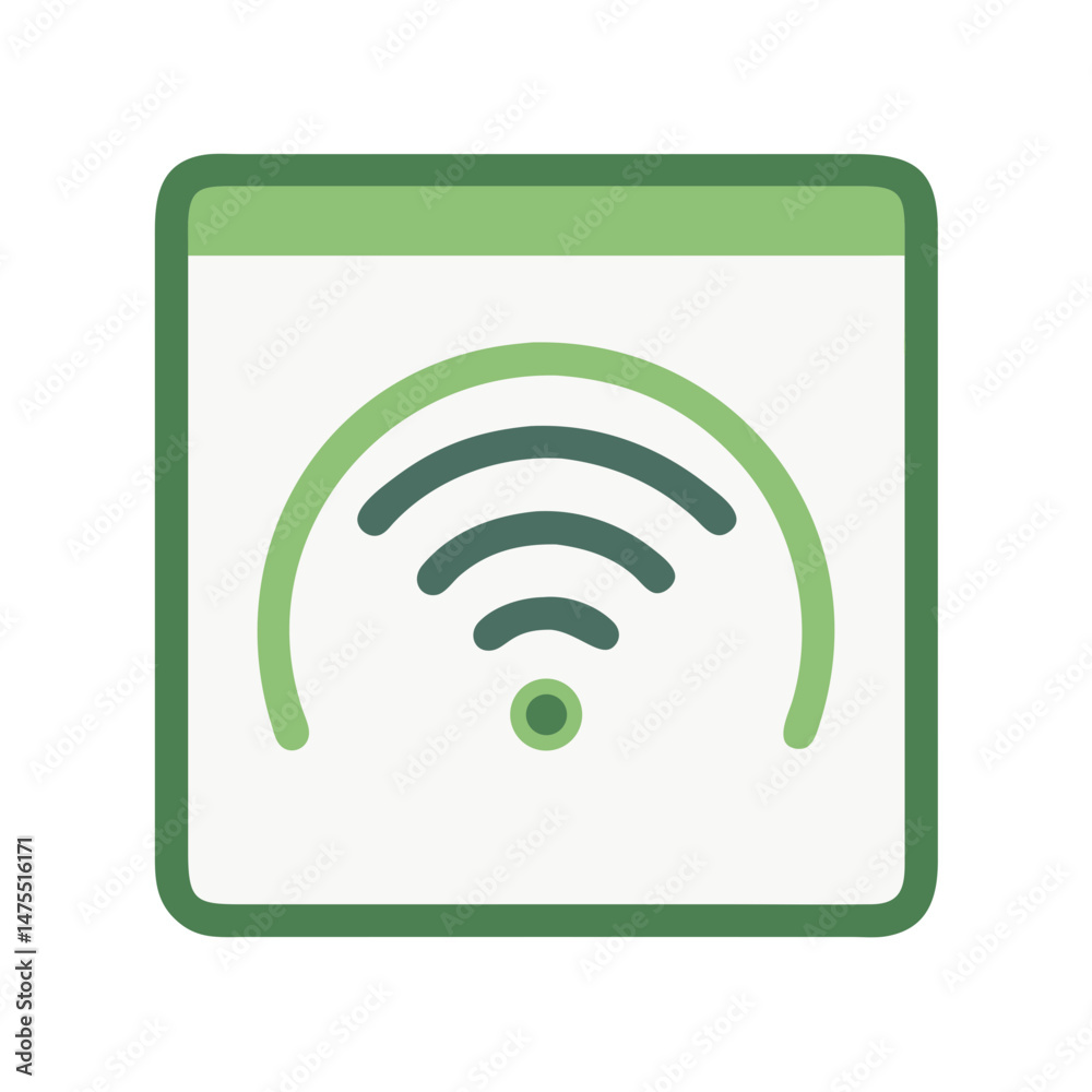 Green WiFi Symbol in Square, Wireless Network Design Green WiFi Symbol in Square, Wireless Network Design