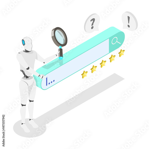 Wallpaper Mural 3D Isometric Flat  Illustration of AI Robot Pointing At Search Bar, Artificial Intelligence Technologies Torontodigital.ca