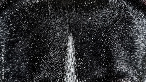 Black Dog Fur Texture Closeup.