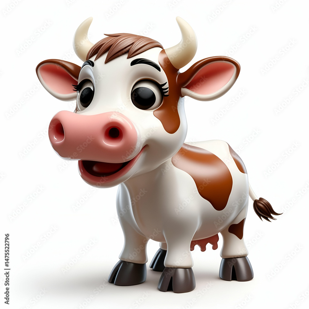 Fototapeta premium Cartoon Cow Smiling Animal Illustration