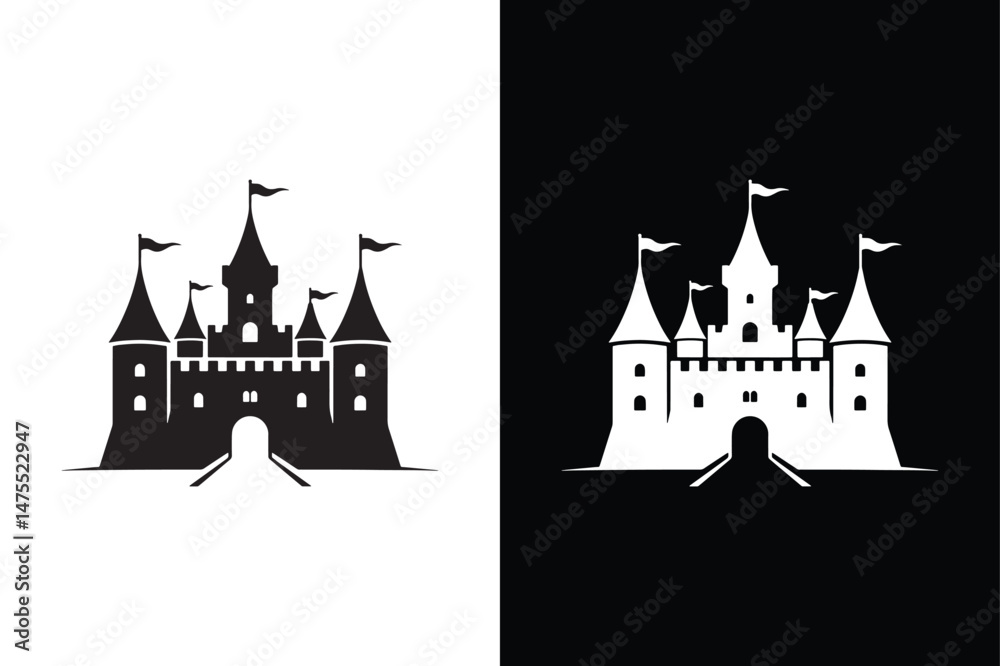 Obraz premium Castle icon vector on White Background ,Vector Art Illustration on white background.