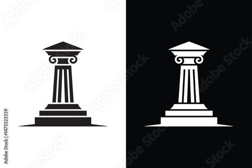 Pillar icon flat icon vector on White Background Vector Art Illustration on white background.