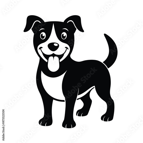 smiling dog with tongue out vector silhouette