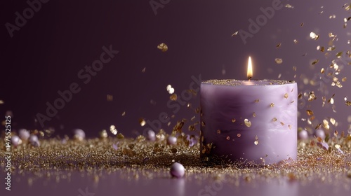 Purple Candle with Glitter Sparkles