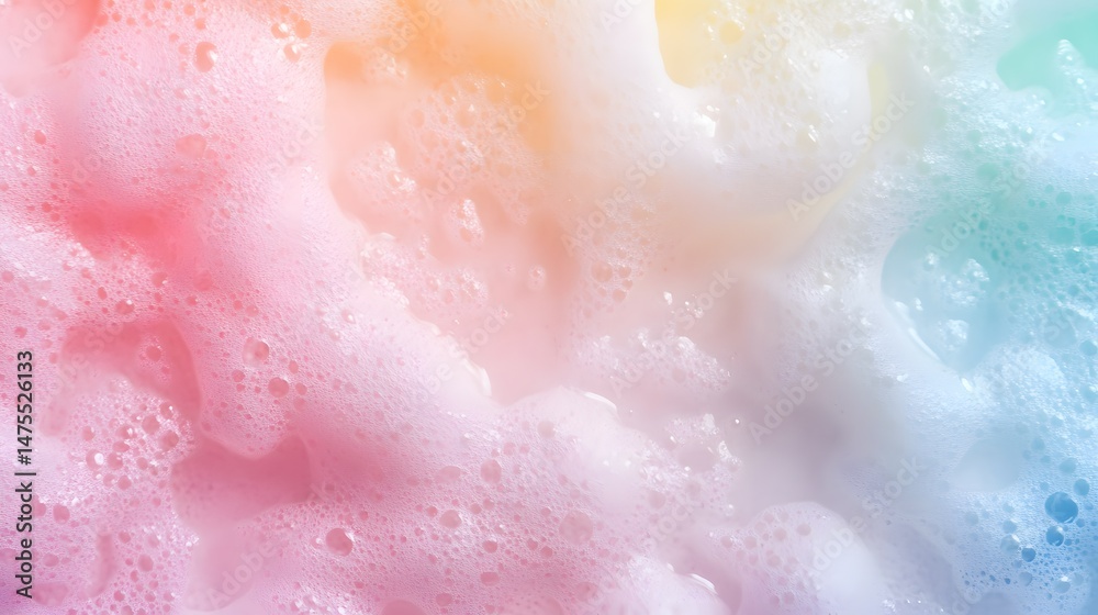 Obraz premium Abstract photograph of vibrant pink and blue foam bubbles, creating a rainbow effect.