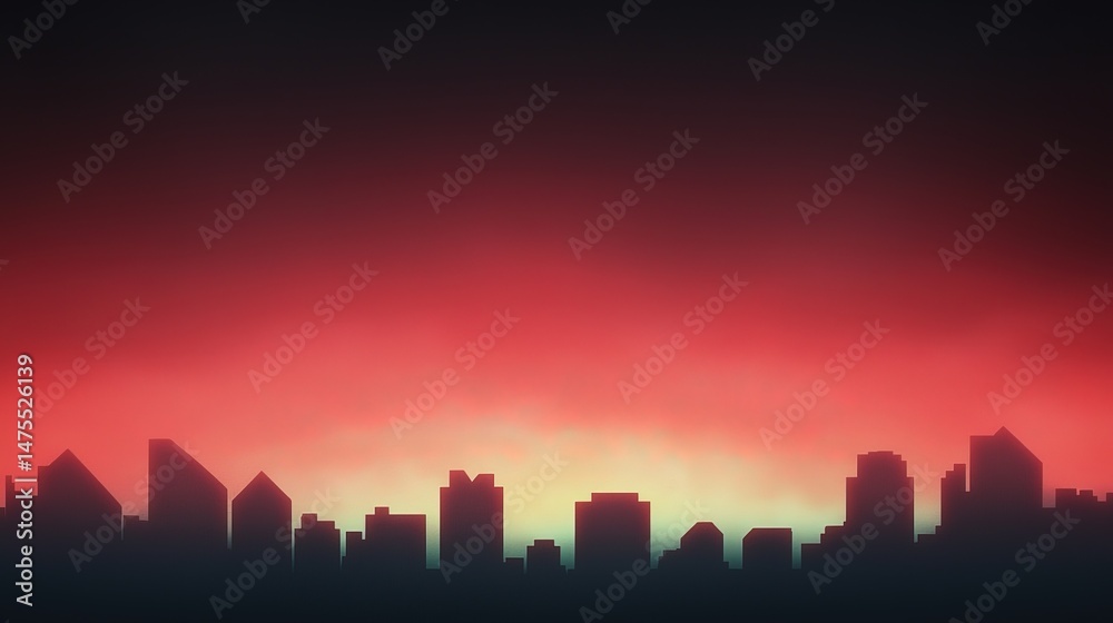 Fototapeta premium City Skyline Sunset Silhouette. (1)
