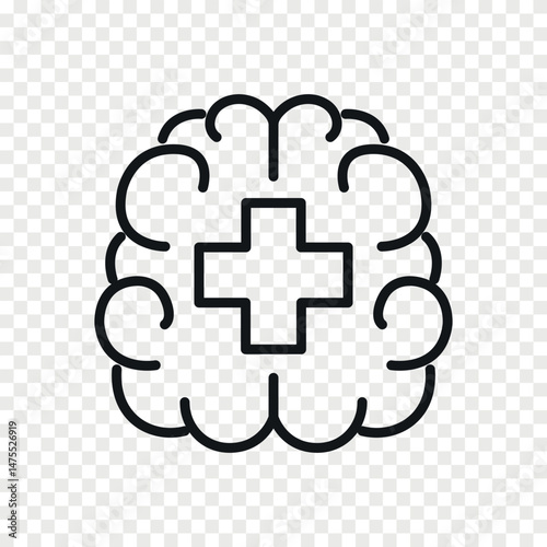 Human brain health vector line icon