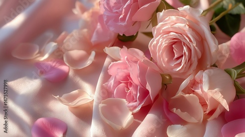 Soft Pink Rose Petals in Natural Light