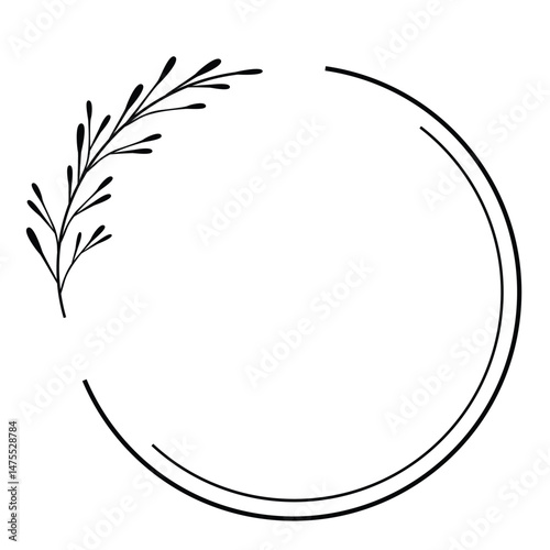 Elegant Minimalist Floral Wreath Circle Frame for Wedding and Design Projects