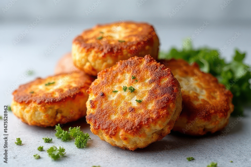 Tempting Crab Cakes in Rustic Corner: Clean Food Photography with Overcast Natural Light and Spacious Layout Tempting Crab Cakes in Rustic Corner: Clean Food Photography with Overcast Natural Light and Spacious Layout
