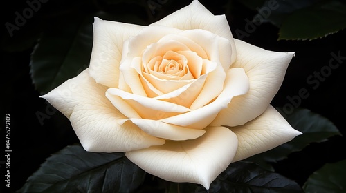 Creamy white rose blossom close up detailed view beautiful flower soft petal bloom plant macro light
