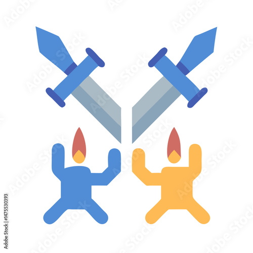 Medieval Warfare Concept: Two Swords Crossing Above Opponents