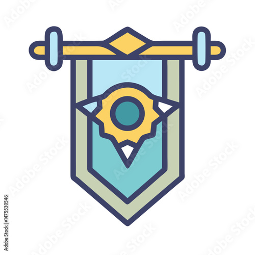 Medieval Banner Illustration, Game Asset, Vector Art