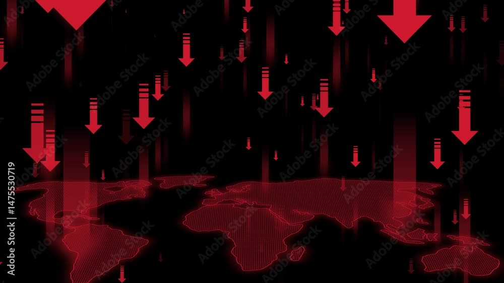 Map Falling Digital World Map with Falling Arrows Animation, A digital world map ...