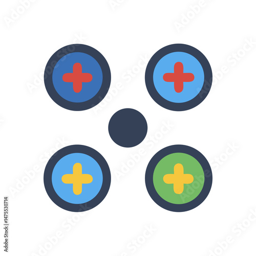 Gamepad D-pad icon with add buttons on black