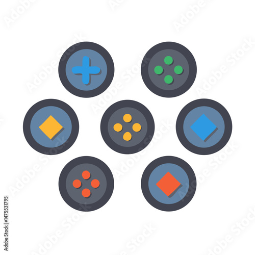 Flat design video game controller buttons icon illustration