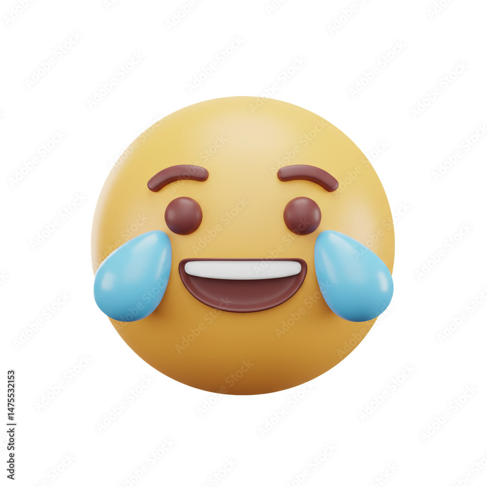 Fototapeta premium Joyful Laughing Emoji with Tears Streaming Down its Cheeks Illustration