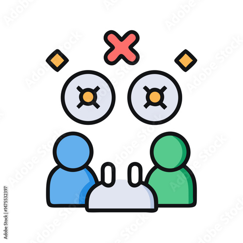 Unsafe Crowded Meeting Icon - Social Distancing Problem