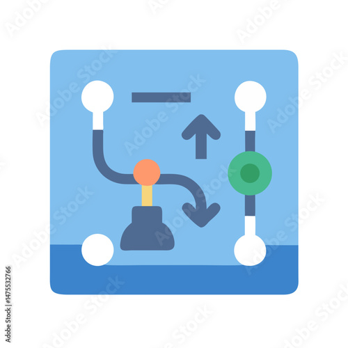 Strategic planning icon featuring arrows on blue background