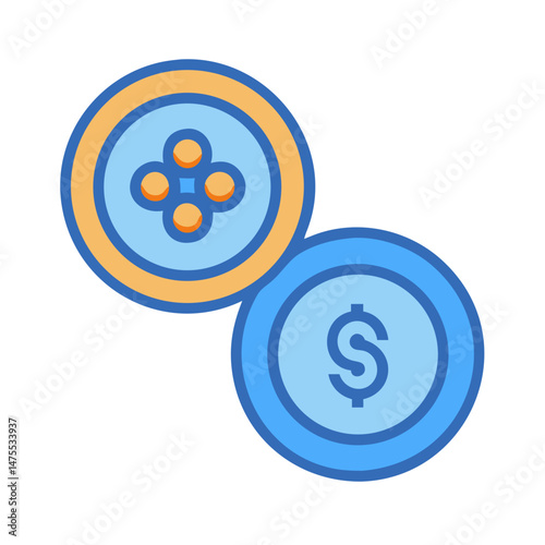 Crypto tokens, blockchain digital currency on black background