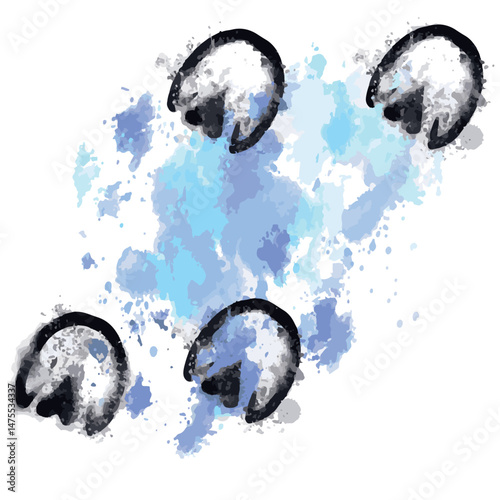 Vector animal paw print stamp: horse hooves silhouettes set