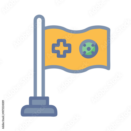 Health and Virus Checkpoint Flag Illustration