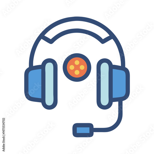 Blue gaming headset vector icon on black background