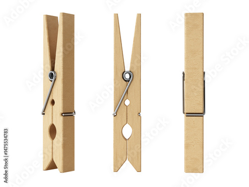 Bild auf Leinwand Wooden pegs isolated on transparent background 3D illustration