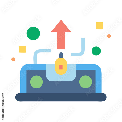 Laptop with arrow up, technology and connection concept