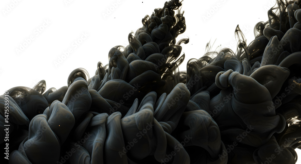 Obraz premium Abstract Formation Of Black Ink Underwater Against White Background