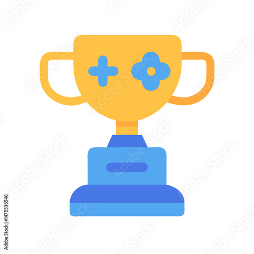 Cute Gaming Trophy Vector Illustration on Black Background