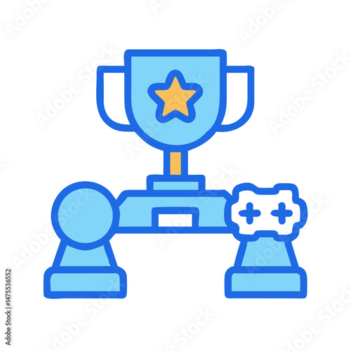 Gaming Victory Trophy with Controller and Mouse Illustration
