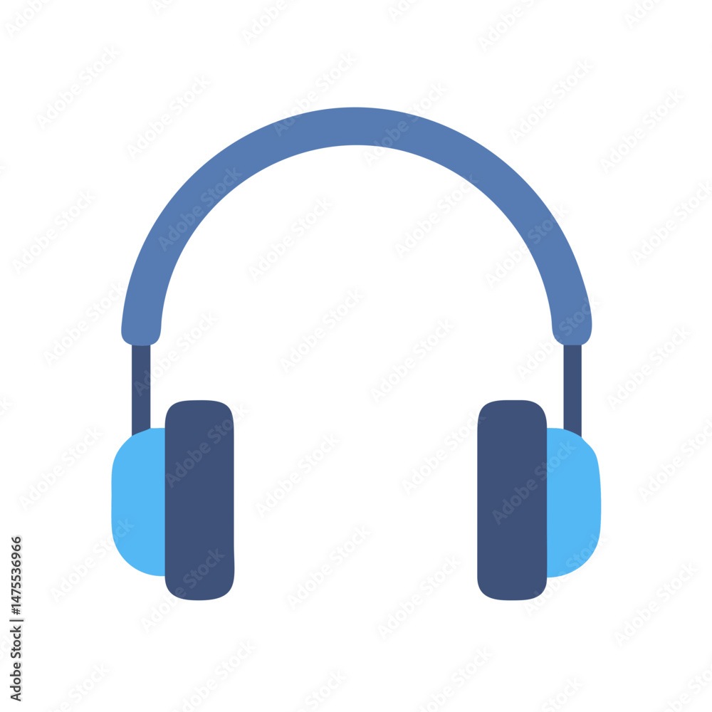 Blue headphones vector icon on isolated black background Blue headphones vector icon on isolated black background