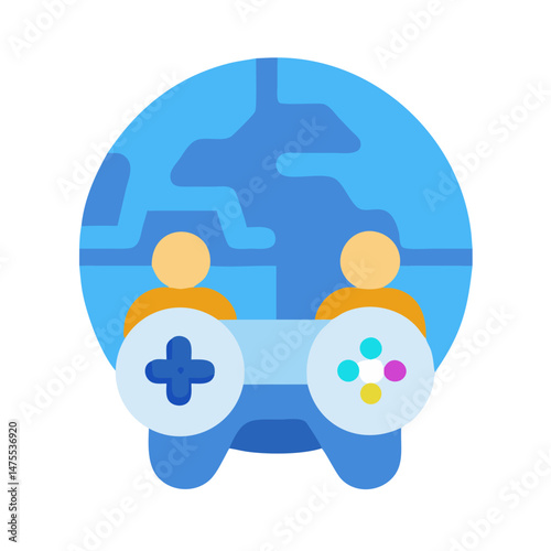 Global online gaming connection with people and controller