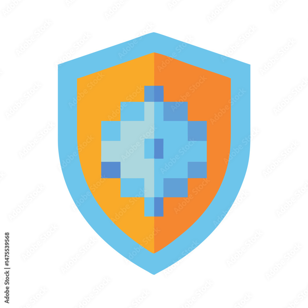Obraz premium Pixel art shield icon for game development or security
