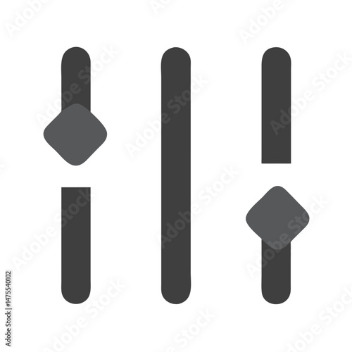 Audio Equalizer Sliders in Gray, UI Sound Control