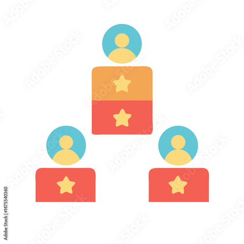 Hierarchy Chart with Stars Icon on Black Background