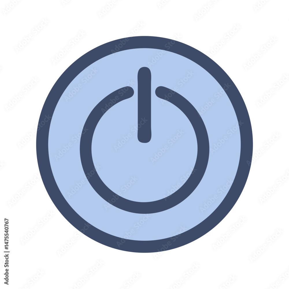 Simple Blue Power Button Icon on Black Background Simple Blue Power Button Icon on Black Background