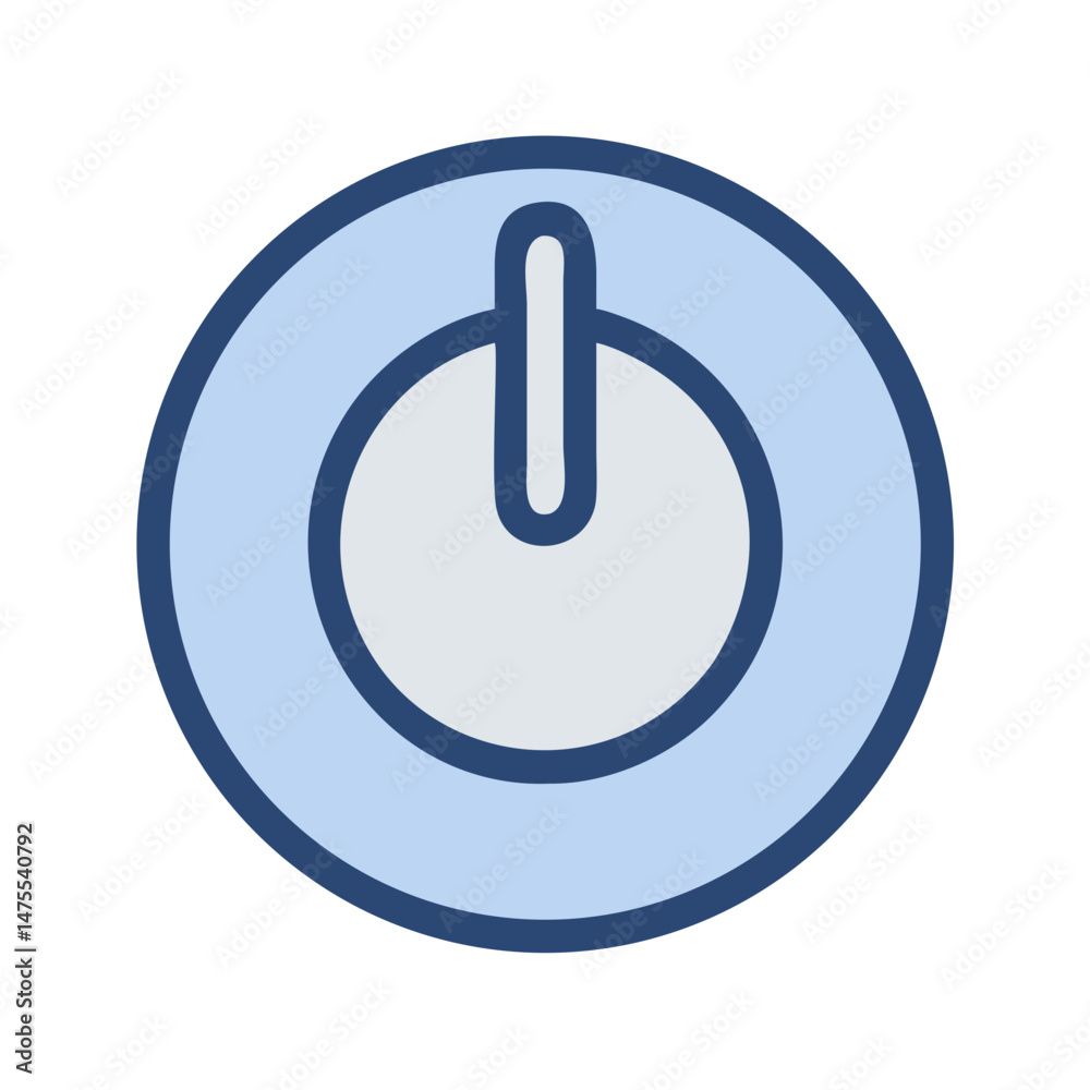 Simple blue power button symbol on black background Simple blue power button symbol on black background